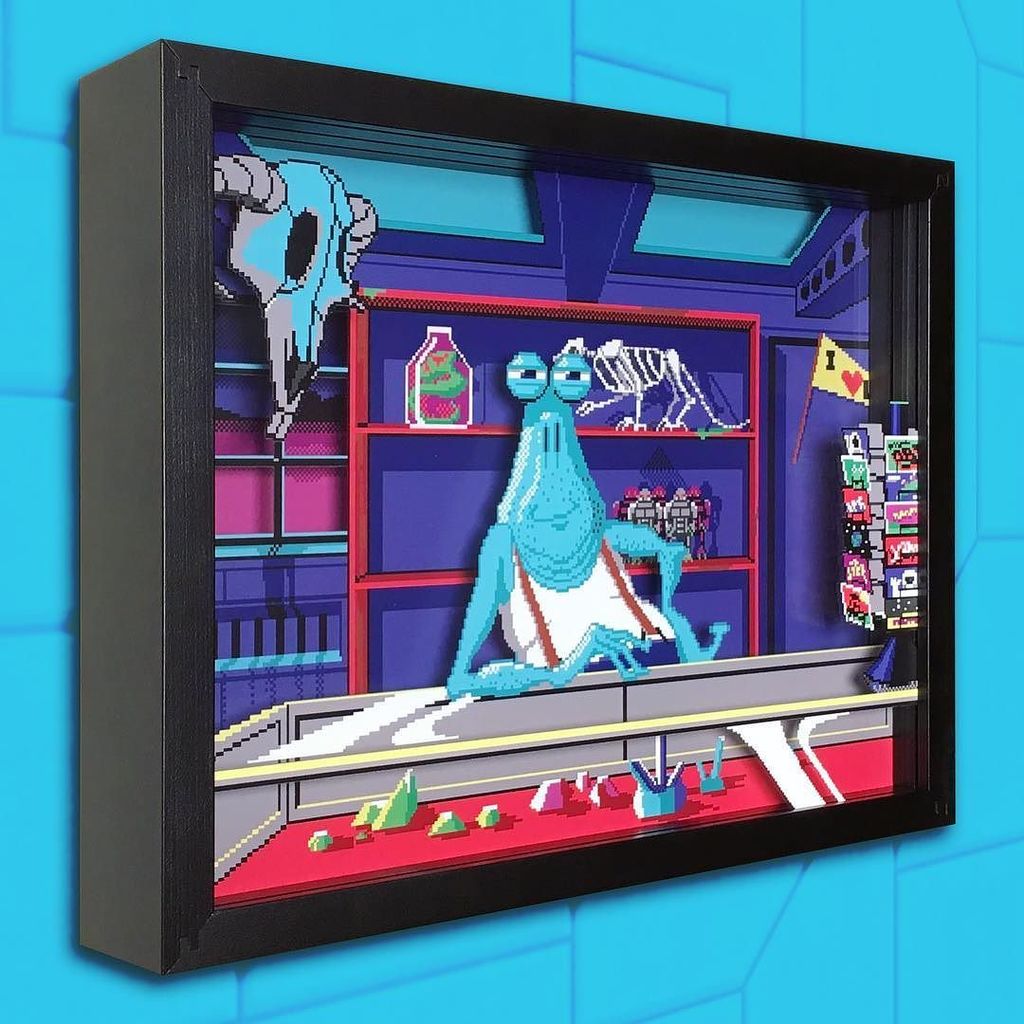 Artovision3D's tweet photo. Souvenir from Phleebutt for the Ship! https://t.co/eiobSkN45v #art #spacequest #festerblatz #3D #space #videogames #retro #spaceship #starwars #oute… https://t.co/Lxo8k6JbVk