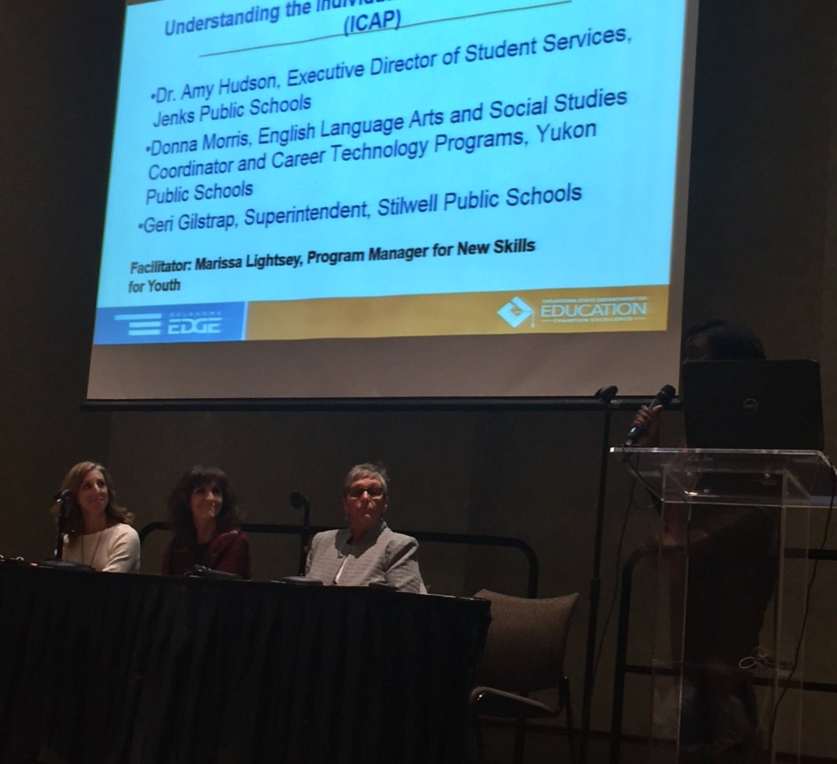 jenkshs's tweet photo. Individual Career Academic Planning share out panel including Dr. Amy Hudson from @jenksps “Looking for intentional and aligned opportunities to help guide students toward their future.” #NSFYOK @OK_ICAP @oksde #OKEDGE https://t.co/xmGru33Gdj