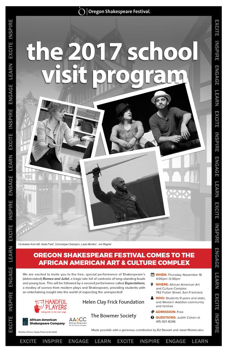 AASC_SF's tweet photo. Join us and Handful Players on Thu, 11/16 from 4pm-5:30pm when @osfashland comes to @SFAAACC in San Francisco! This will be the only public community show that Oregon Shakespeare Festival will have in SF + it's free for Western Addition youth & families! >>https://t.co/MbzzpHXhOl https://t.co/apOdnDPQQW