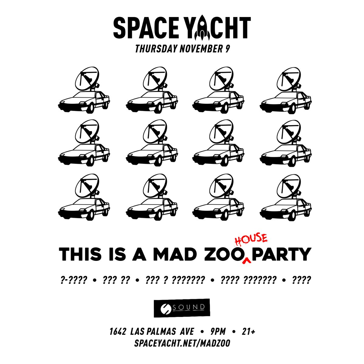 spaceyacht's tweet photo. TONITE LA: MAD ZOO IS INCOMING 📡

RT for a chance to win a Mad Zoo merch kit (flag, tee, stickers) PLUS the space yacht grey dad hat and lighter

picking at 4p--must be at the event https://t.co/rCQMpftWyj