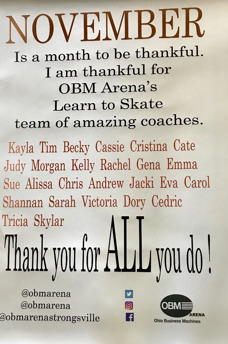 A HUGE thank you to OBM Arena’s Learn to Skate coaches!