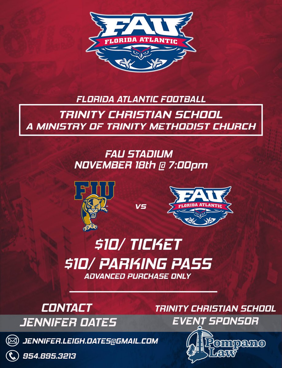 Nov. 18 <a href="/ADHUS_FAUHS/">ADHUS & FAU HS</a> alumni and <a href="/Broward_Bar/">Broward Bar</a> President, <a href="/oateslaw/">Thomas Oates</a> sponsors @FAU_Football event to benefit <a href="/TrinityLHP/">Trinity Church LHP</a> schools.<a href="/LHP_Magazine/">Lighthouse Point Mag</a>
