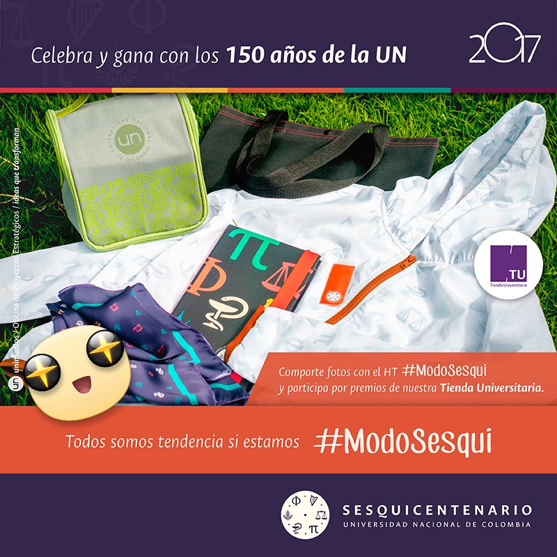 BogotaUNAL's tweet photo. #ModoSesqui ⚡️CONCURSO RELÁMPAGO⚡️para #ComunidadUN de la @un_bogota solo por HOY JUEVES 9 DE NOVIEMBRE. Premio: Kit de Tienda Universitaria. Bases del concurso: https://t.co/8J4LagaM8L https://t.co/1SmZhrProR