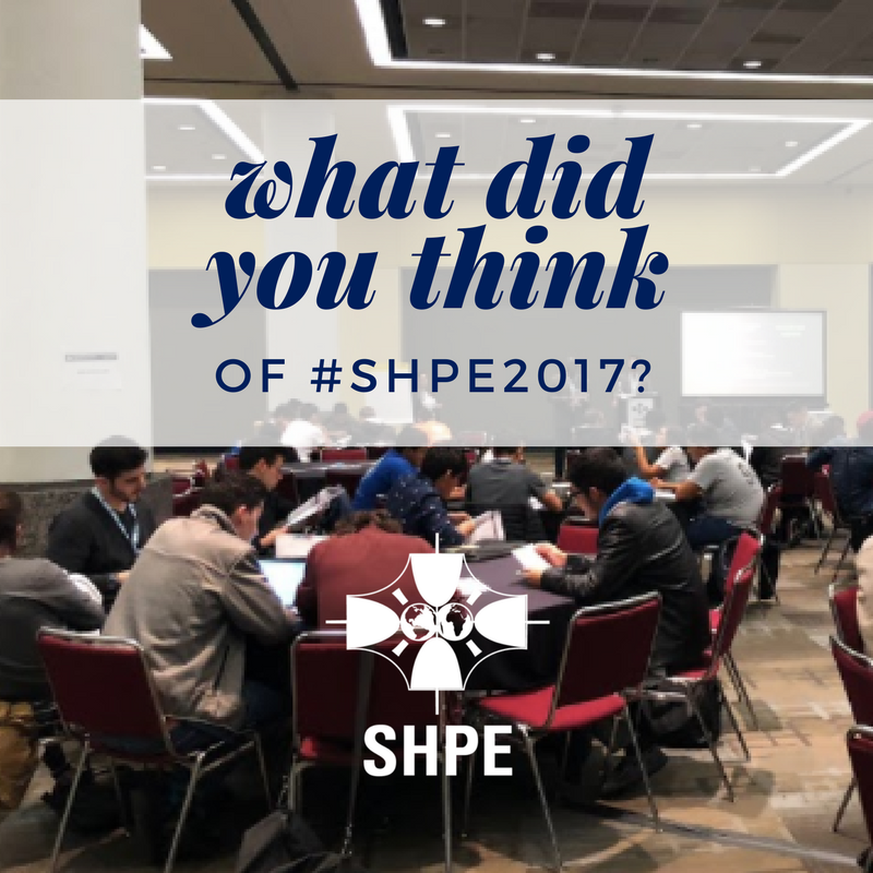 SHPE's tweet photo. Thank you for attending #SHPE2017! Now that it's over, we need your help making the 2018 conference the best it can be. Please take a few minutes to fill out a conference survey: https://t.co/aZsdWUCSBH https://t.co/dZc0O4IS3j