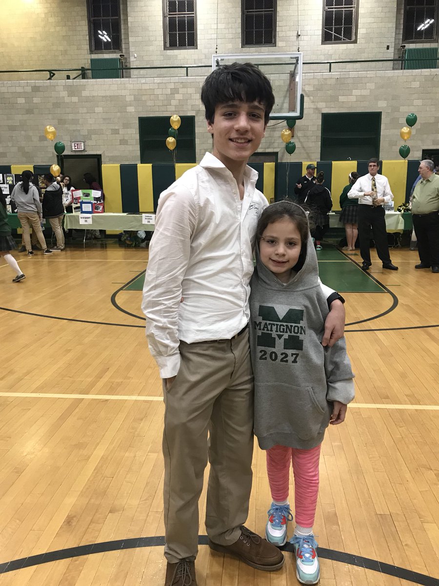 MatignonHS's tweet photo. EJ Grech, ‘21 already has his sister Danielle ready to come to Matignon! #MHSOpenHouse #WarriorClassOf2021 #WarriorClassof2027 https://t.co/SuYdc13oqb