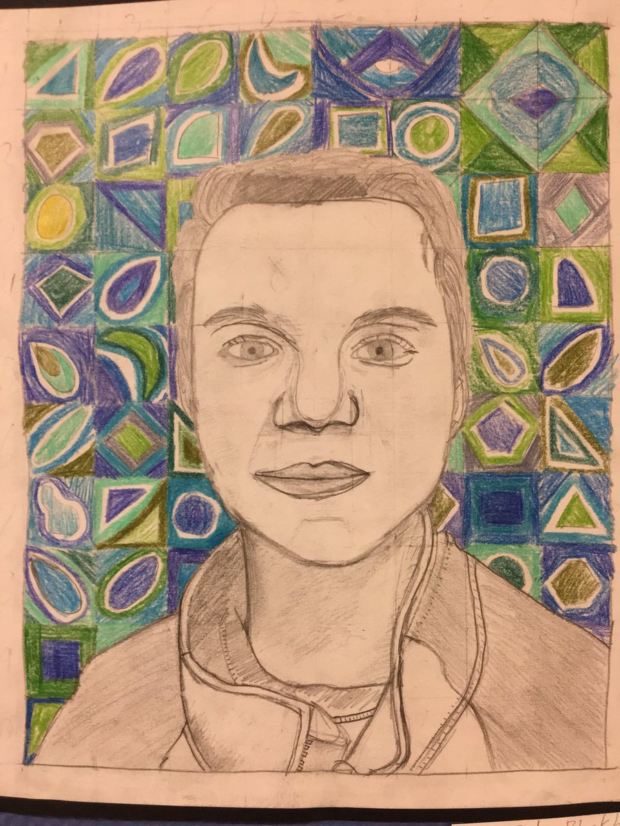 Why I teach! These <a href="/HollyRidgeMS/">HRMS</a> Visual Composition students have made themselves (&amp; me) proud with their self-portraits.#conqueringtheridge  #whyarts