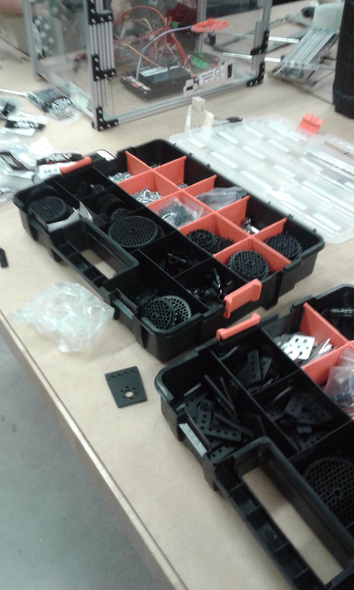 attackonrobot's tweet photo. Organizing the new parts for our robot. Thank you @uponor and @DakotaElec for the donations that helped us buy them. https://t.co/jR1yn3fKv9