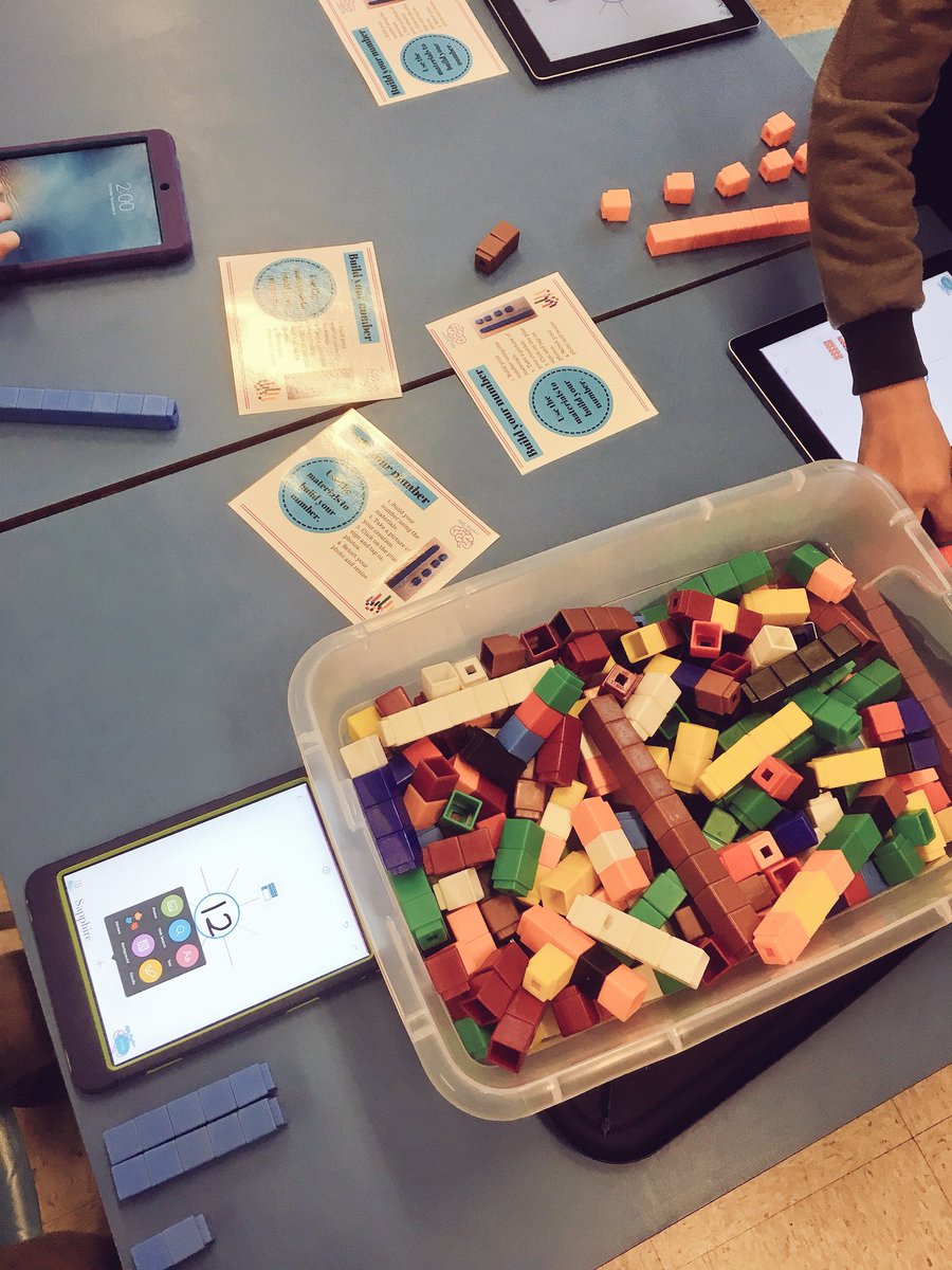 rbathursthunt's tweet photo. Today we rocked collaboration time in Grade 2. We put on our math brains and were math mathematicians. We represented numbers in all different ways using task cards and stations. @PicCollage @duckduckmoose #numberframes #sd61learn #ipads https://t.co/sKuUlcFn10