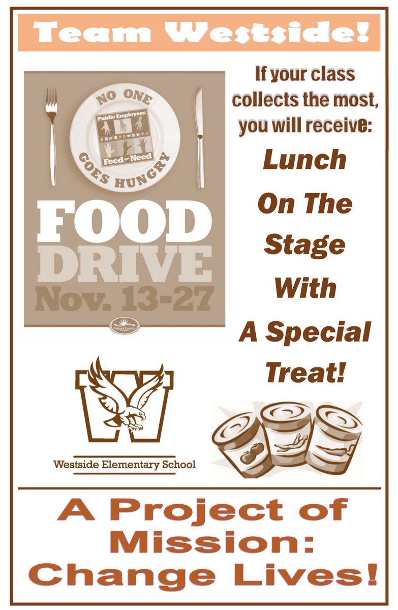 Help Live The Mission! Our Canned Food Drive is next week! #WESDaytona <a href="/tanfrankqj/">Willie Williams</a> <a href="/tdixon1972/">Tamla Dixon</a>