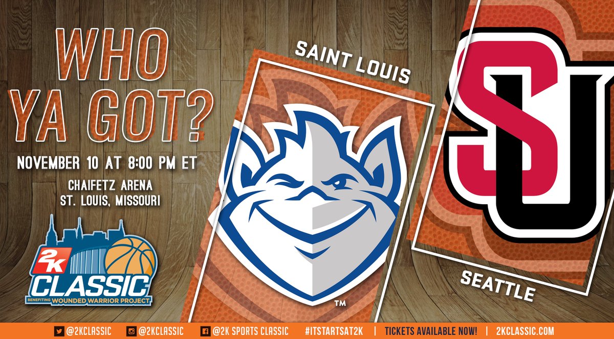 EmpireClassicBB's tweet photo. Who Ya Got? Retweet for @SaintLouisMBB or like for @seattleumbb
#billikens #goseattleu #redhawkhoops #2kclassic #ItStartsAt2K https://t.co/cTYQXCzNU5