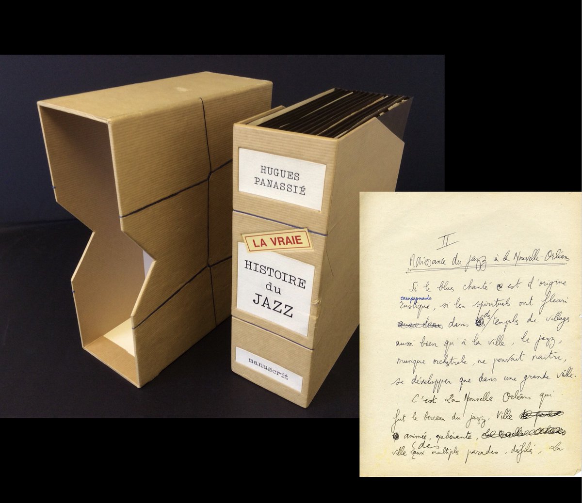schubertiadellc's tweet photo. "La Vraie Histoire du #Jazz" - see this original #manuscript and its custom box in person at the @BostonBookFair this weekend! #bbf2017 https://t.co/xmNHqo1cH2