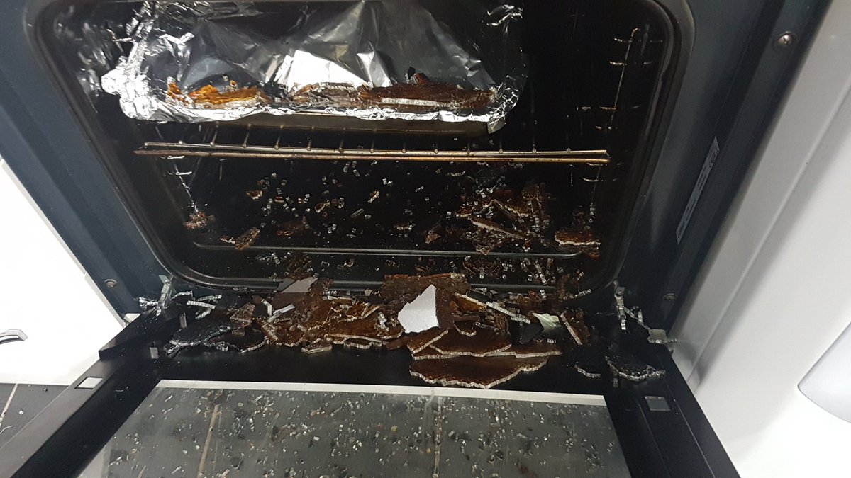 Chloetbingham's tweet photo. 1) What I've learnt today: always be weary when cooking a roast in the oven as the door might just explode on you:see below. 2) Do not wear thermals under my clothes to the #srccouncilmeeting because I will boil 3)Arrive at the GUU at 05:00 next year to join the #DaftFriday queue https://t.co/WpTyru7f9D