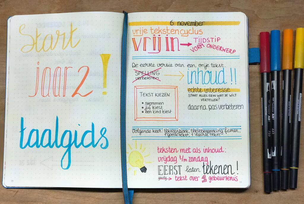 Tweede jaar is gestart! 18 taalgidsen in wording... mooie samenvatting van de middag over vrije teksten van @MariskavdKloet