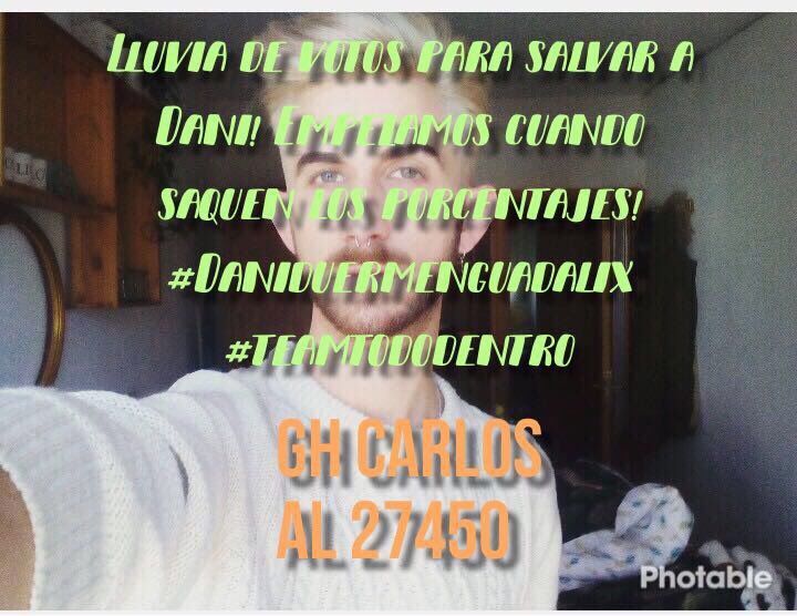 Lluvia de votos!!! Cuando salgan los porcentajes todos a voyar GH CARLOS al 27450 📲📲📲📲🕺🏻🕺🏻