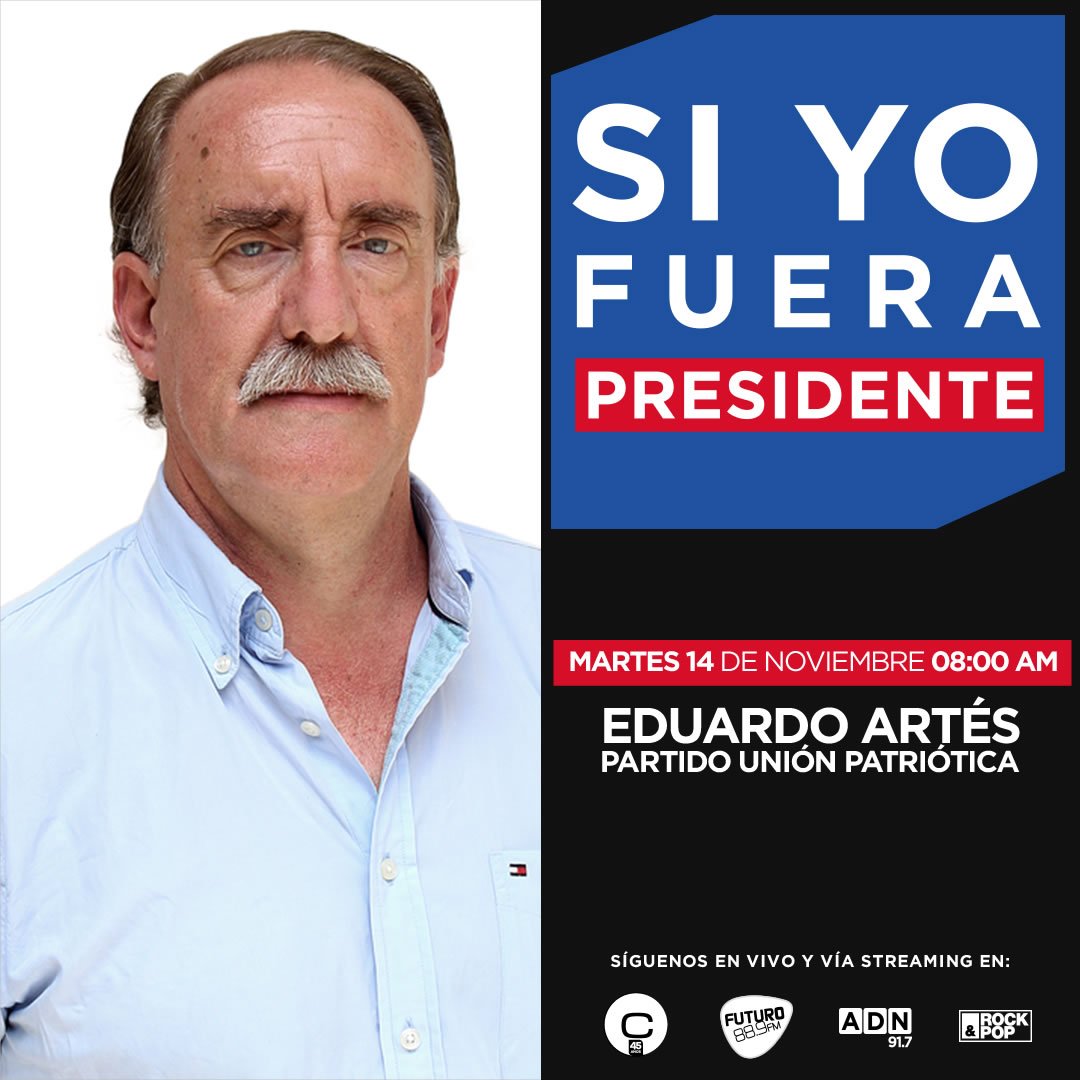 adnradiochile's tweet photo. Envíale tu pregunta a @eduardo_artes que cierra el ciclo #SiYoFueraPresidente junto a @adnradiochile @futurofm @conciertoradio y @rockandpop https://t.co/qiF8TQCz5F