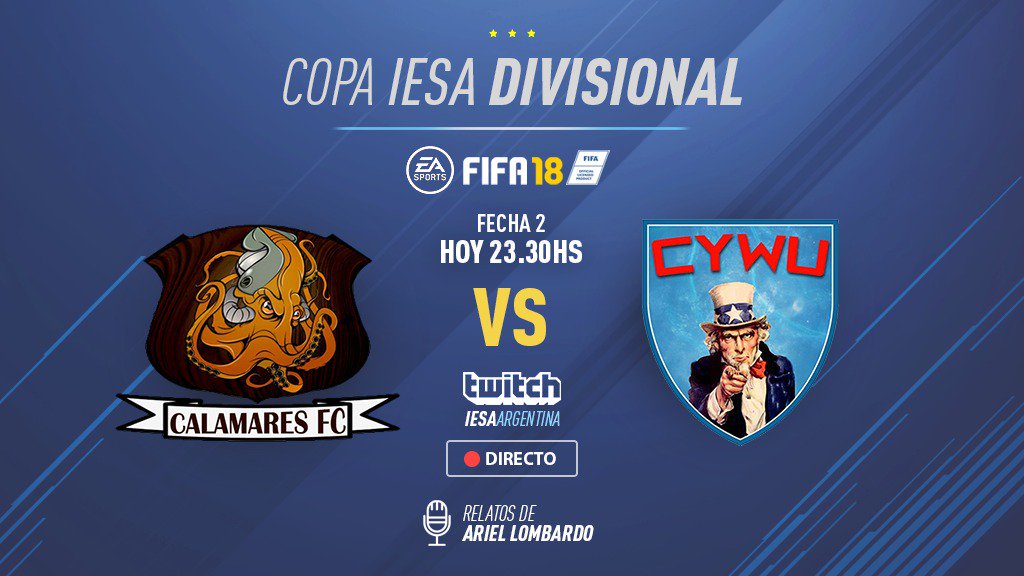 IESAFIFAar's tweet photo. #COPADIVISIONAL
Hoy te traemos dos grandes partidos relatados por la voz oficial @arilombardo31 @LaTronconeta vs @thePELUSAS y Calamares Fc vs @CanYouWithUs por nuestro canal Twitch/iesaargentina Te esperamos. https://t.co/hKnDbngcHX