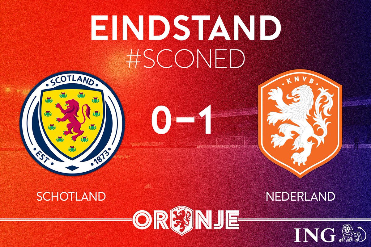 OnsOranje's tweet photo. Einde wedstrijd! 0-1 winst voor het Nederlands elftal. #SCONED https://t.co/XVaDXByNda