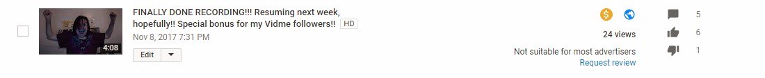 ThisIsCSDX's tweet photo. @Caddicarus @TeamYouTube Same here. I just found out that this update vlog is deemed non ad-friendly.
Still trying to figure out how. @TeamYouTube What the Hell is wrong with you?!
#WTFU #HOW #AdFriendly #BrokenYouTube https://t.co/RuKHEU1l8y