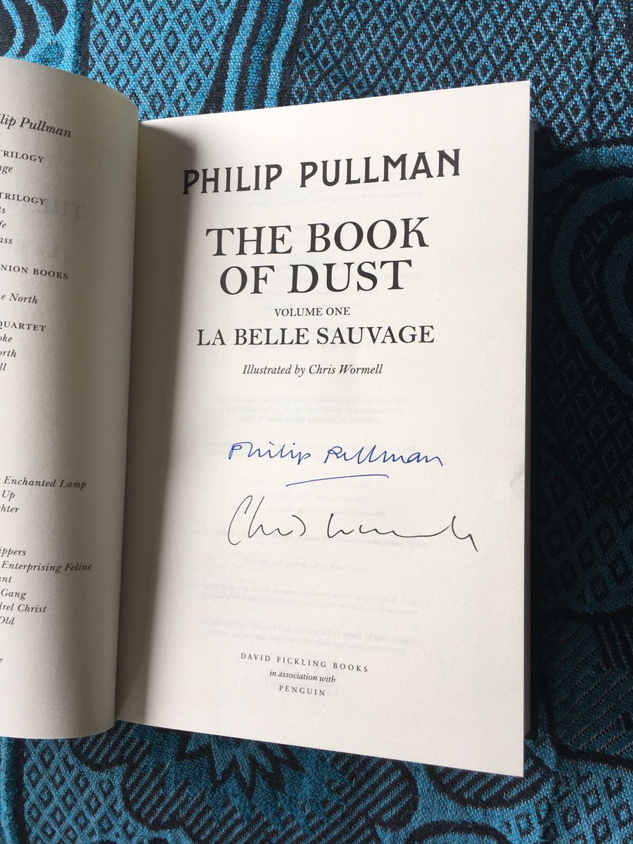 irepyeyi's tweet photo. For our 5 year anniversary Julian gave me a signed copy of @PhilipPullman 's Book of Dust and it just made the very short list of things I would save in the event of a house fire. #labellesauvage https://t.co/70oaEjhokB
