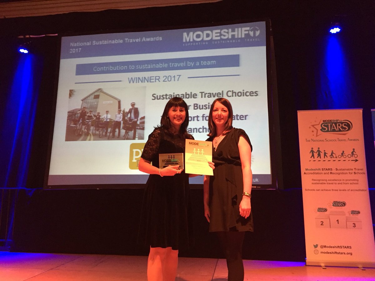 PWLCProjects's tweet photo. Congratulations @OfficialTfGM Travel Choices Team on winning the #Modeshift2017 Team of the Year Award @Modeshift1 https://t.co/IjZ2VOUrNk