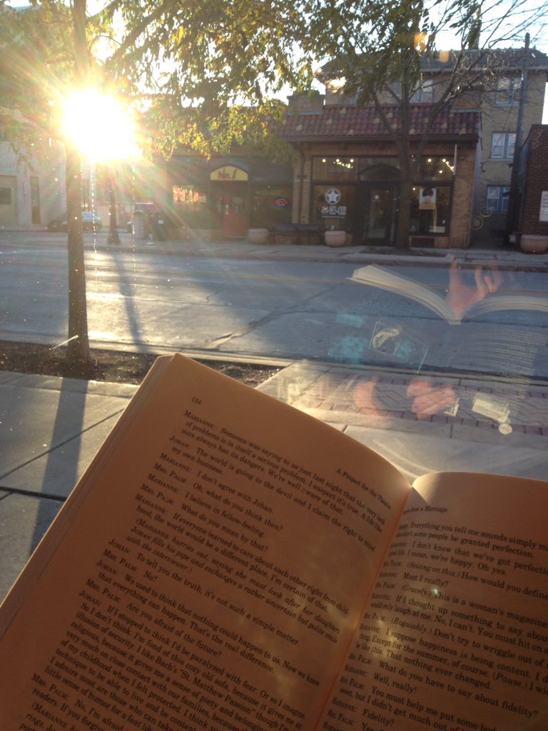 morethescarier's tweet photo. This is what heaven looks like.  Reading Ingmar Bergman's play, "Scenes from a Marriage." https://t.co/kXguJTjIOn