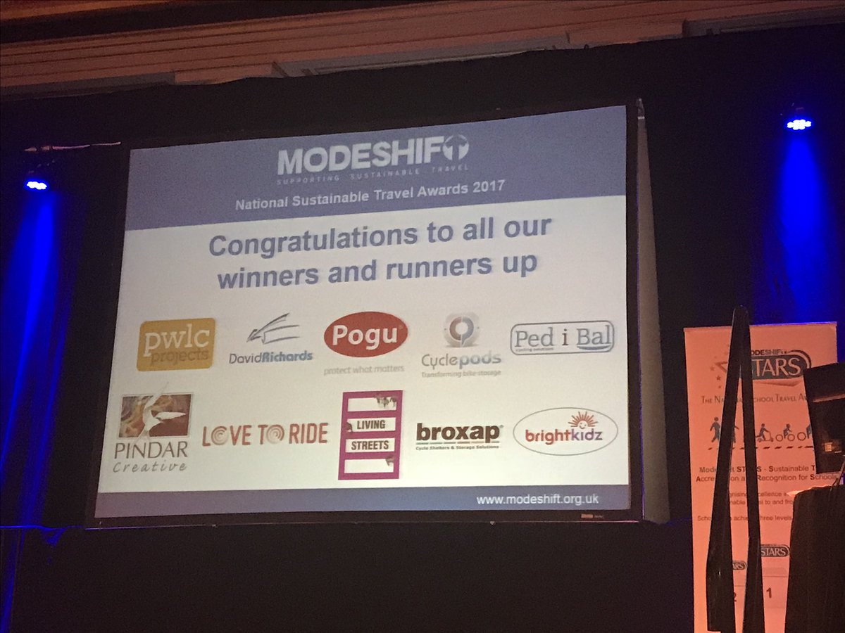 PWLCProjects's tweet photo. Congratulations to all of the winners and nominees at the #Modeshift2017 Awards. Some fantastic projects being delivered @Modeshift1 https://t.co/Swnhh9cwGM