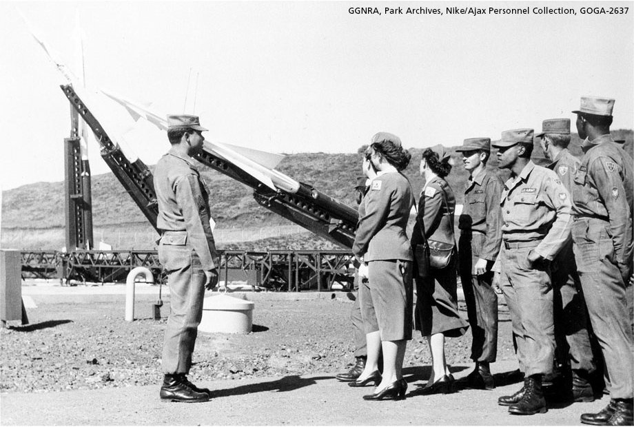 GoldenGateNPS's tweet photo. #NowAndThen The Nike Missile Program was U.S. response to the Cold War. Today visitors can tour the #FortBarry Nike Site w/ veterans, much like these soldiers did back in the day. https://t.co/TJIsw4ZEcj