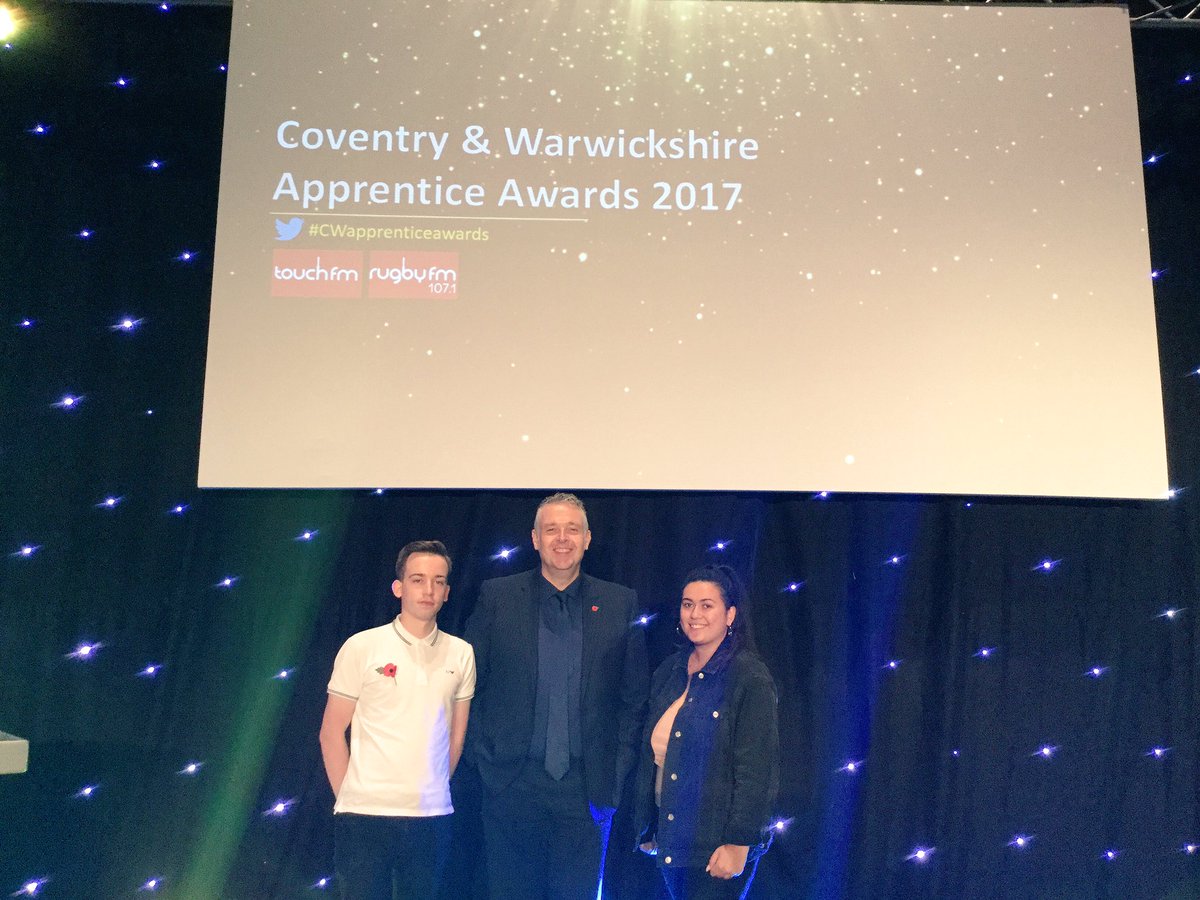 coventrycollege's tweet photo. Well done to our #workexperience business students Josh & Anneta who have done an excellent job at tonight's Coventry & Warwickshire Apprentice Awards 2017. Thank you to everyone @962TouchFM #cwapprenticeawards https://t.co/u2VXra7O6x
