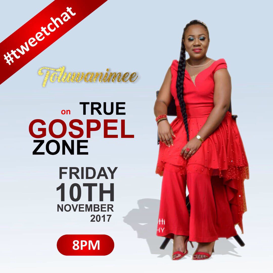 TGzAfrica's tweet photo. #joinUS tomorrow #TweetChat with @toluwanime #DontMissIt #GospelXperience #IpraizArena #247vibes #TGzAfrica powered by #GospelSynergy https://t.co/7dvxmJPDRx