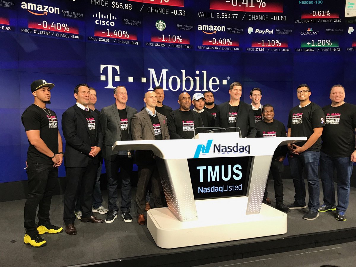 Really honored to ring the <a href="/Nasdaq/">Nasdaq</a> bell for Veteran's Day! So proud that <a href="/TMobile/">T-Mobile</a> is so supportive of Veterans #mobilizeforservice