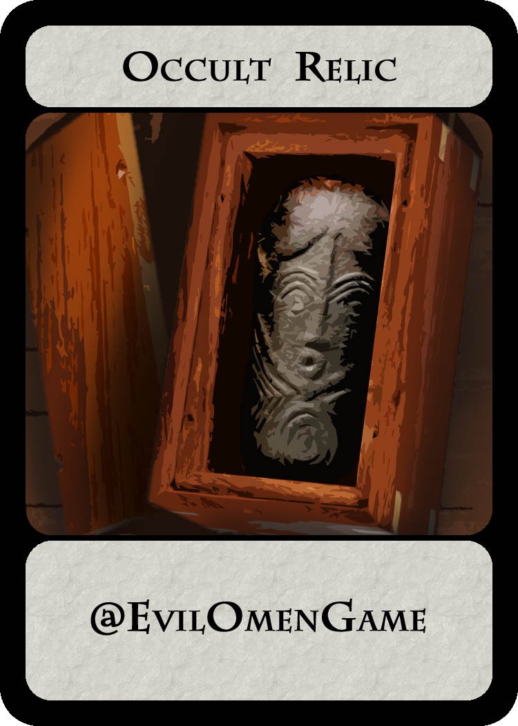 EvilOmenGame's tweet photo. Could be a curse... or your salvation.
#Evilomen #horror #boardGame #card #art #kickstarter #indevelopment #local #occult #relic https://t.co/P7KXL7QPWX