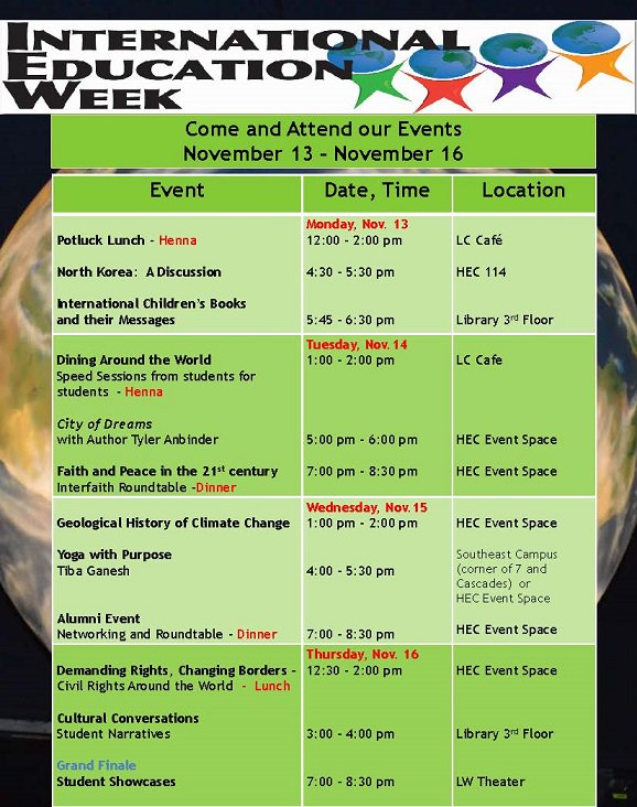 ProfAlCorrell's tweet photo. Students! International Education Week is next week! Come out to these amazing events! #LOGlobal #IEW2017 @ShoutOutLoudoun https://t.co/KPcBBinEXG