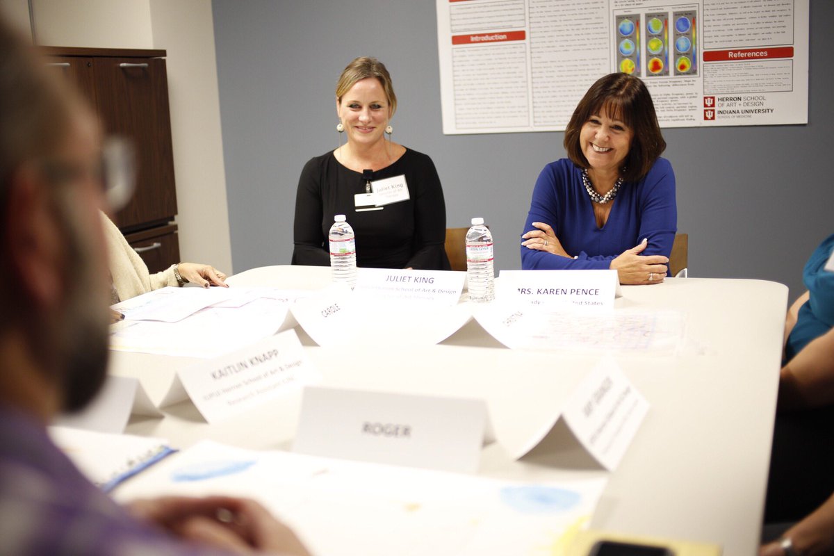IndianaUniv's tweet photo. .@HerronSchool &amp; @iumedschool have forged a dynamic partnership to train both #ArtTherapy instructors and treat patients with the method. @SecondLady #KarenPence: “#ArtTherapy is changing lives.” https://t.co/6hPEyCh8yW
