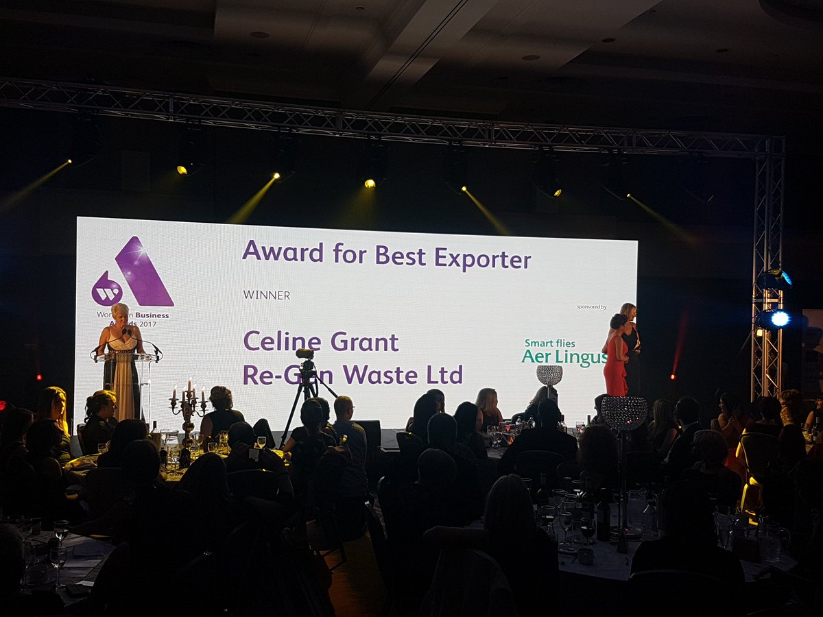 Gatekeeper_PR's tweet photo. Hurrah! A well deserved win for Celine Grant @RegenWaste for Best Exporter @wibni awards #WIBAwards17 🎉👏🏼 https://t.co/nsAYrIdje9