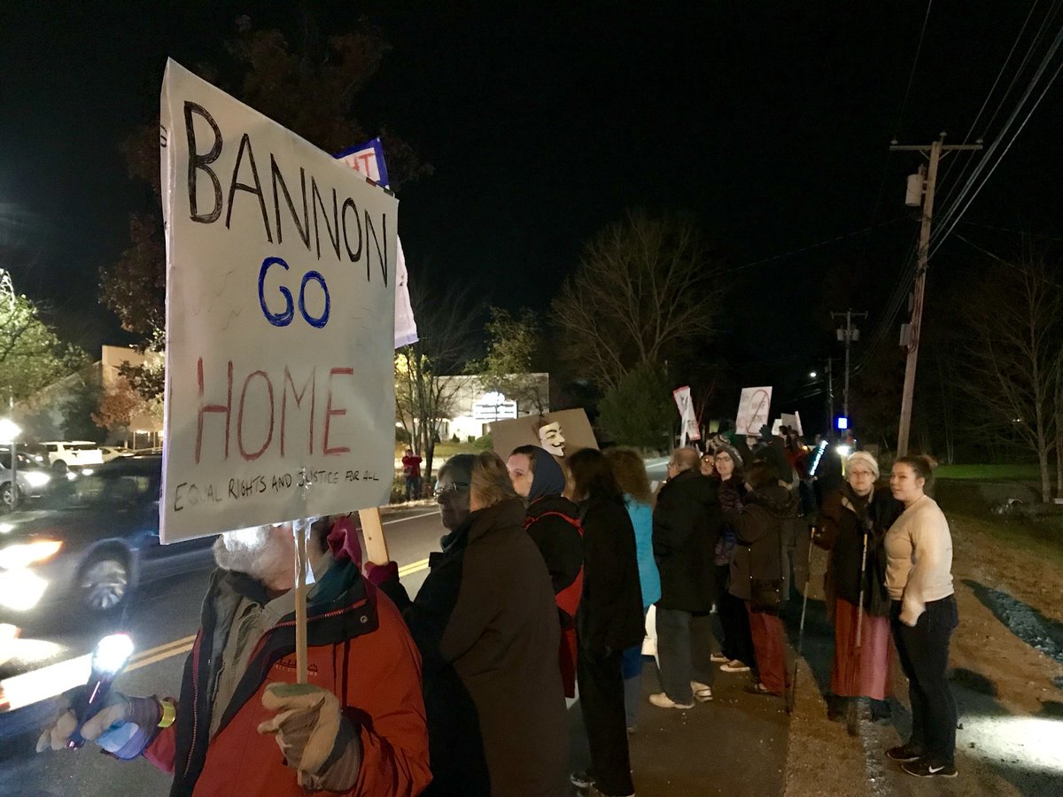 NH greeting committee for Steve Bannon reporting for duty. #nhpolitics #NoHateInTheGraniteState