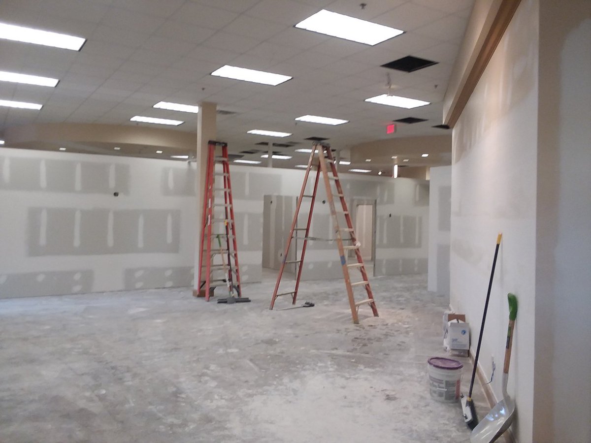 dcgcontractor's tweet photo. Progress update at Rush Hour Live! in Spotsylvania, Virginia. All drywall has been hung and finished. This week we will be painting, installing doors and electrical fixtures along with getting final inspections! https://t.co/5Z6NbzXACR