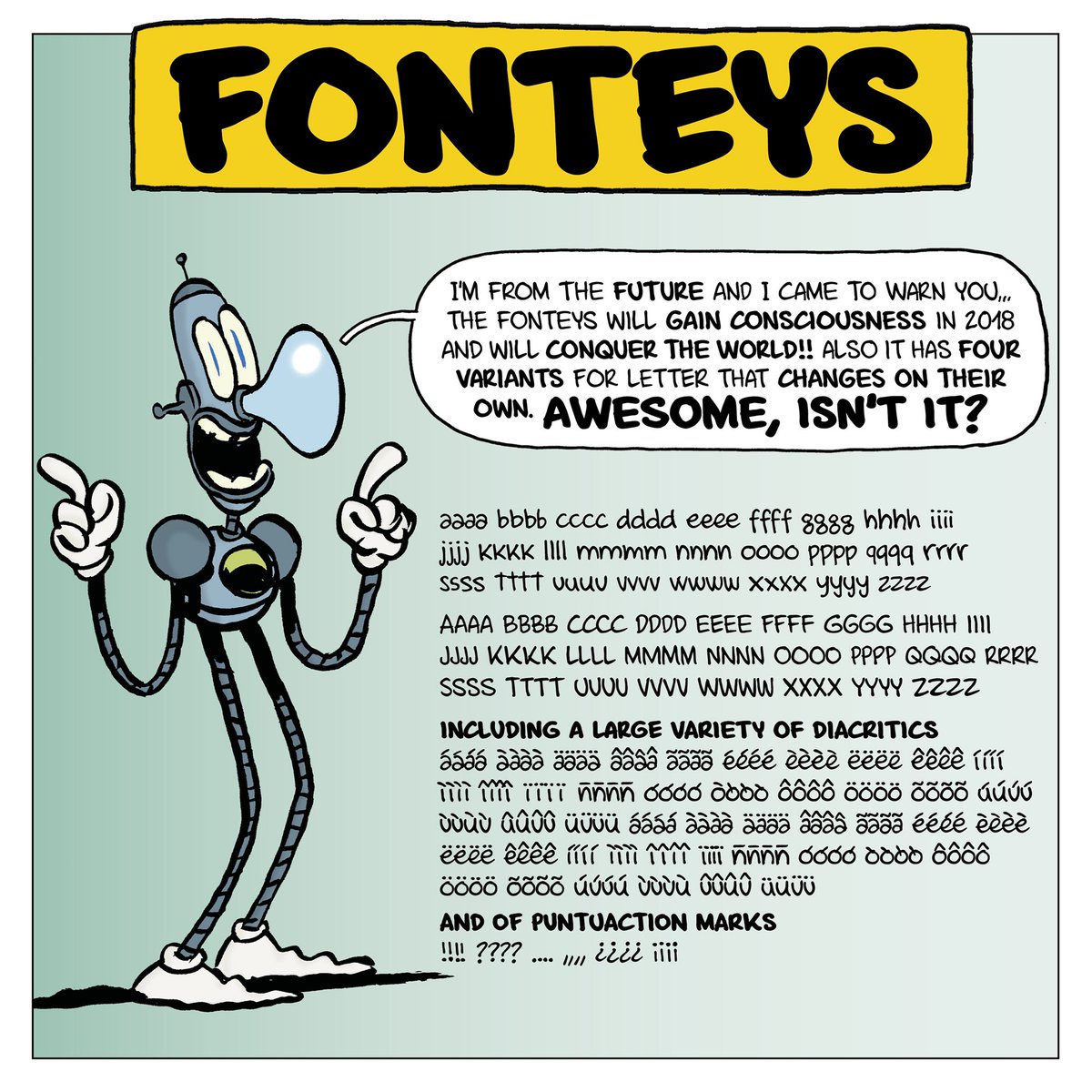 FandoFonts's tweet photo. Friendly reminder that you have the Fonteys, @AlbertMonteys typography, avalaible at https://t.co/I3G0WOnKkw #comicbookfont #typography https://t.co/13qJiMEYGJ