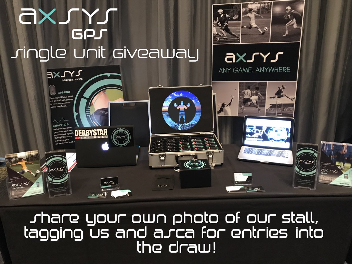 AxSysPerf's tweet photo. #ASCA_Conf Attendees! Follow us and share your own photo of our stall for your chance to win an AxSys GPS unit! 😮😱 @the_ASCA https://t.co/hlSQOby0hY