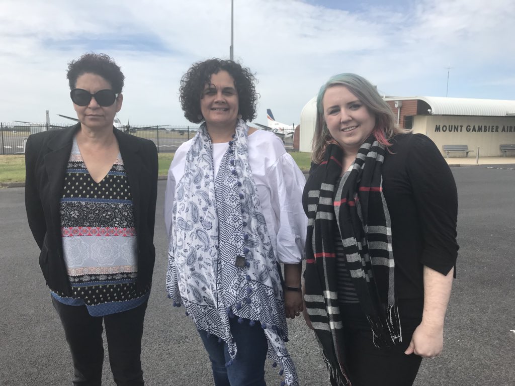 IndigLandSea's tweet photo. ILC staff at Mt Gambier airport, excited to head out to the land grant ceremony of the Kooreelah property. #IndigenousExcellence https://t.co/rVzIZPVrzc