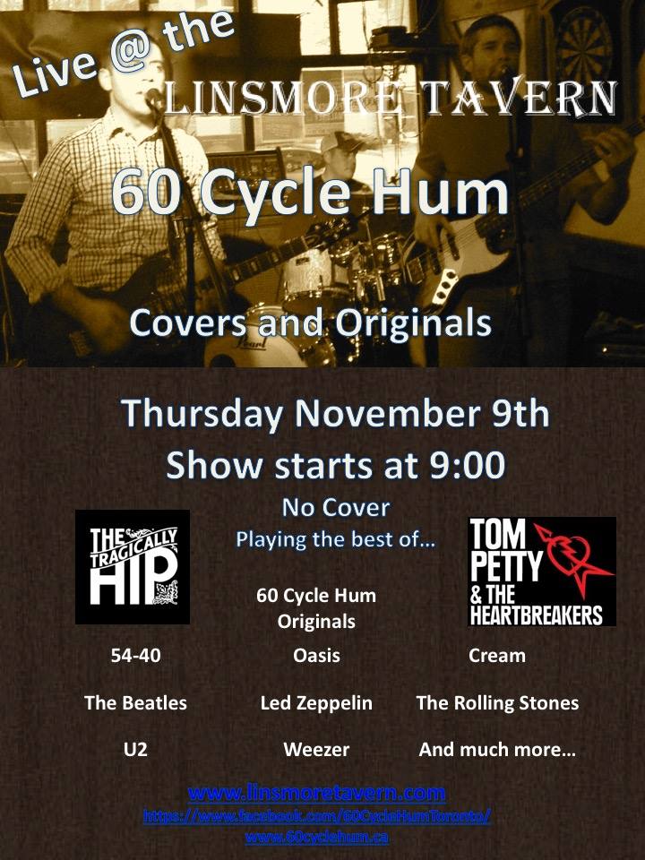 LinsmoreTavern's tweet image. #Tonight @60cyclehumcast #60CycleHum #RockCovers #TomPetty #TragicallyHip @LinsmoreTavern @seerockliveto @DanforthTweets #IBM @TOListenUp @musiccityTO @WherewegoEvents @DECAdiaries @GreenwoodComm @Friends_Monarch @blogTO @TorontoMusic #party