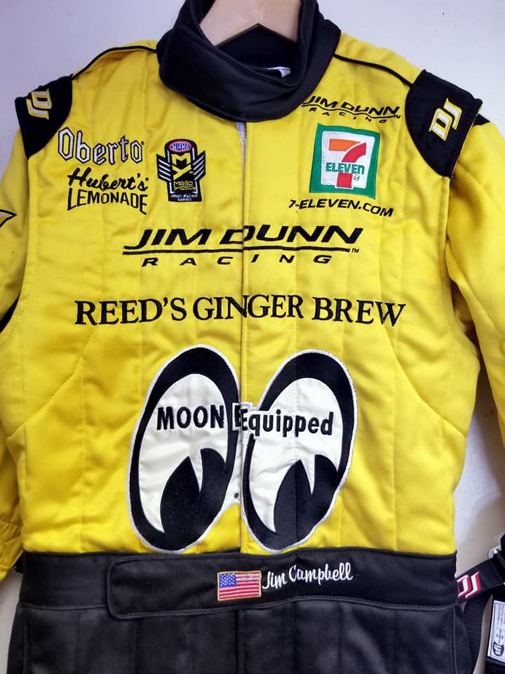 JimCampbellFC's tweet photo. Awesome firesuit! Ready for #AutoClubFinals Thanks #DJSafety! @JimDunnRacing @MoonEquip @reedsgingerbrew @7eleven @ObertoBeefJerky https://t.co/WJcKtjxYZU