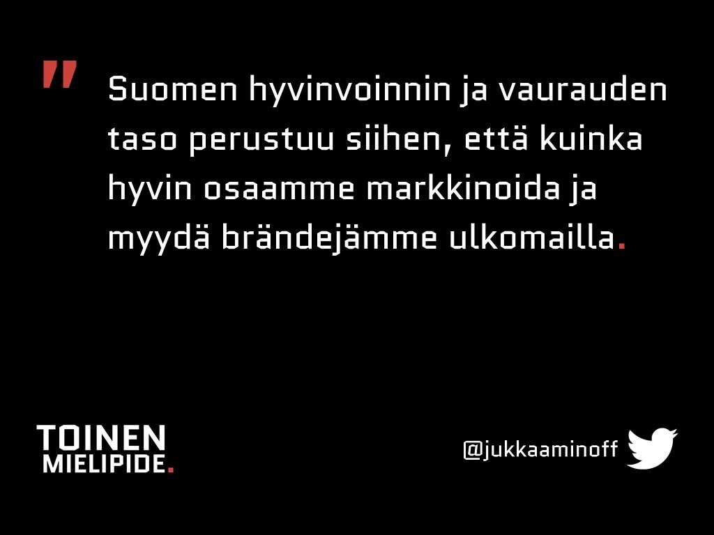Miten me saisimme takaisin sen yhteishengen ja kasvunälän, jonka avulla 
Suomi nostettiin 1990-luvun lamasta, kysyy Jukka Aminoff 
toinenmielipide.fi/ei-ole-hyvinvo… #suominousuun 
#toinenmielipide