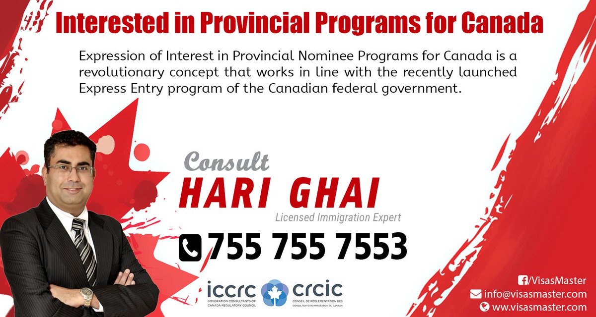 Visasmaster's tweet image. #Canada
#Provincial_Nominee_Program
#Canadian_federal_government
Consult-Hari Ghai