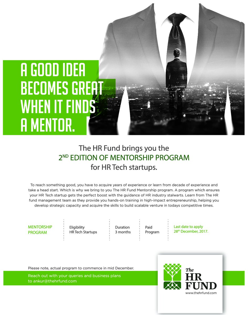 thehrfund's tweet photo. Are you a HR - Tech startup? We bring to you an excellent opportunity to learn from the experience of the Industry experts. The HR Fund Mentorship program - Edition 2 - https://t.co/KZSkd9xfw1 https://t.co/8CGZwFrswA