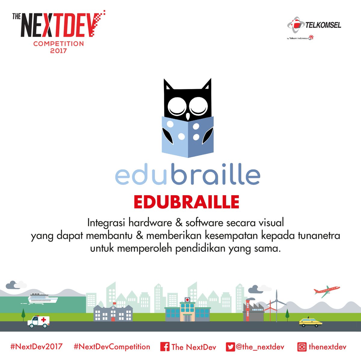 NextDev_id's tweet photo. Lebih kenal dengan TOP 20 #NextDevCompetition #NextDev2017 . Ada EDU BRAILLE &amp; @LindungiHutan . Startup seperti apa mereka? Cek gambar ya https://t.co/SRGJhbB0ru