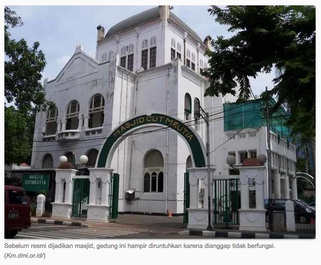 NGIndonesia's tweet photo. Masjid Cut Meutia, Gedung Belanda yang Jadi Rumah Tuhan  https://t.co/y7E1iiCNLi https://t.co/EFpxa4F1kJ