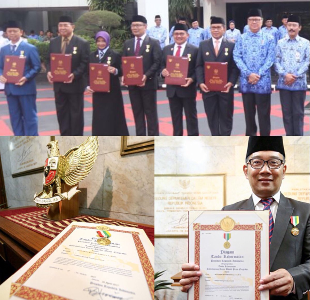 ridwankamil's tweet photo. Menerima Satyalencana Praja Nugraha. Penghargaan dari Presiden utk daerah yg nilai kinerja pemerintahan dan inovasi pembangunannya diatas 80 https://t.co/ijxrUvgJXA