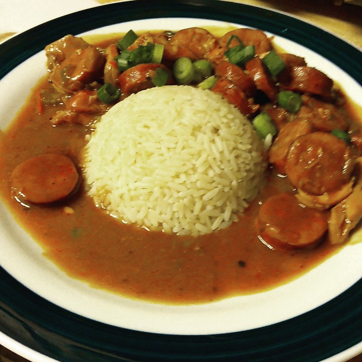 pushbuttonprodu's tweet photo. For those chilly nights chicken and sausage gumbo w/rice #idoesthis #pushbuttonproducer https://t.co/UE6TjNKZMs