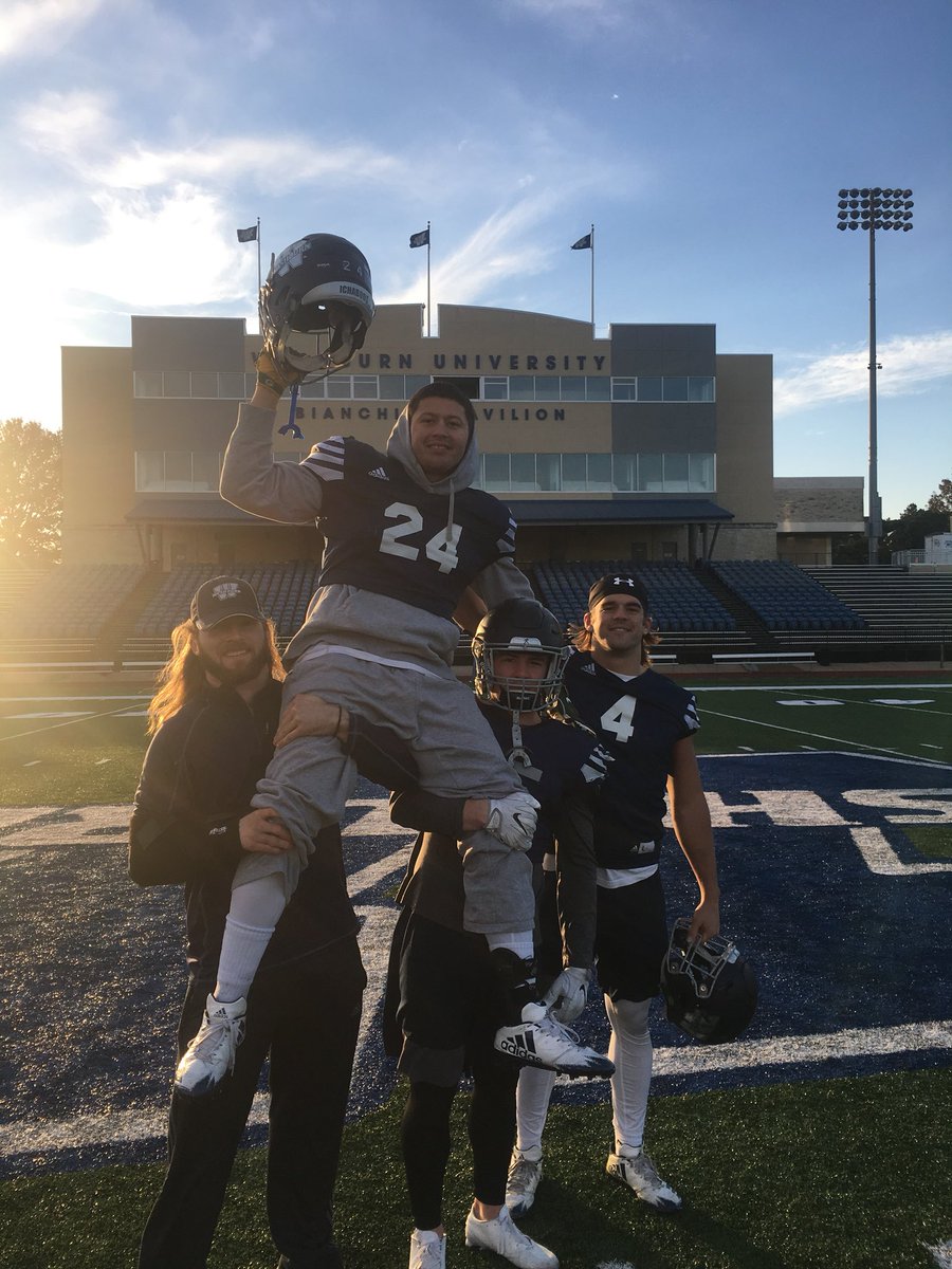 Zach_Watkins's tweet photo. Great to see my guy @CedricCincoTres carried off the field after his last practice!  Thanks for a great two years! #POUNDS #GoBods 🔵🎩🏈 https://t.co/xJEvIwMpoo
