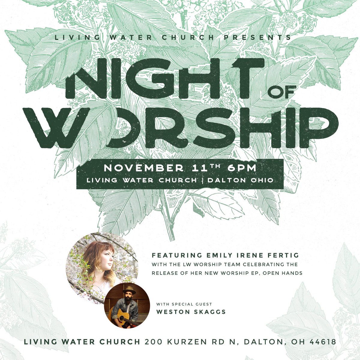 Jeffrettig's tweet photo. Don’t miss this Saturday! @emilyirenesings #nightofworship #openhands https://t.co/ocrv1fLo3n